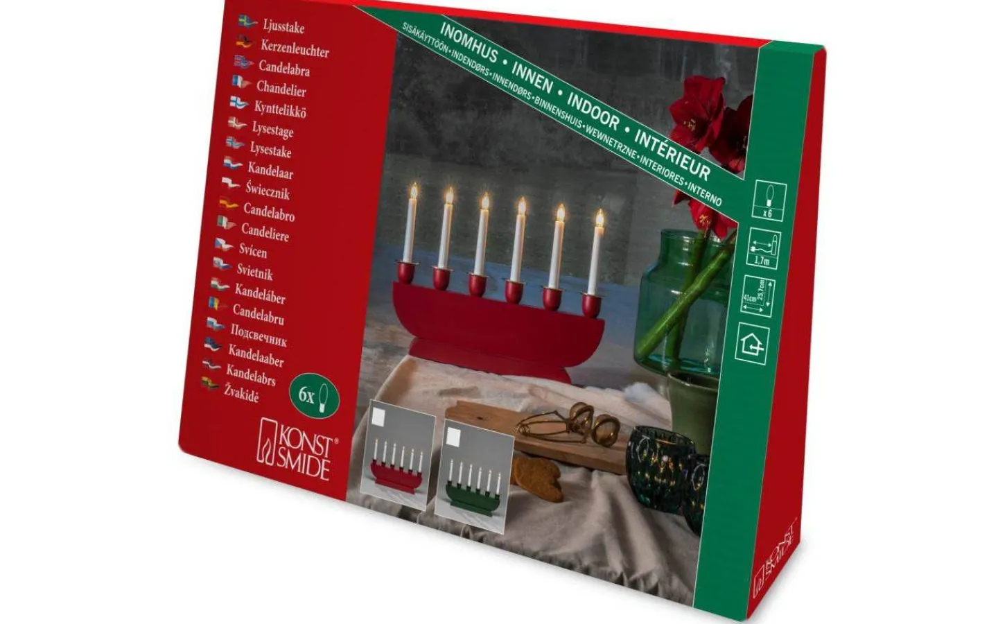 Konstsmide Donya Adventsljusstake 6L 26cm Grön/Mässing* Visa Alla Adventsljusstakar|Adventsljusstakar 0-30 Cm