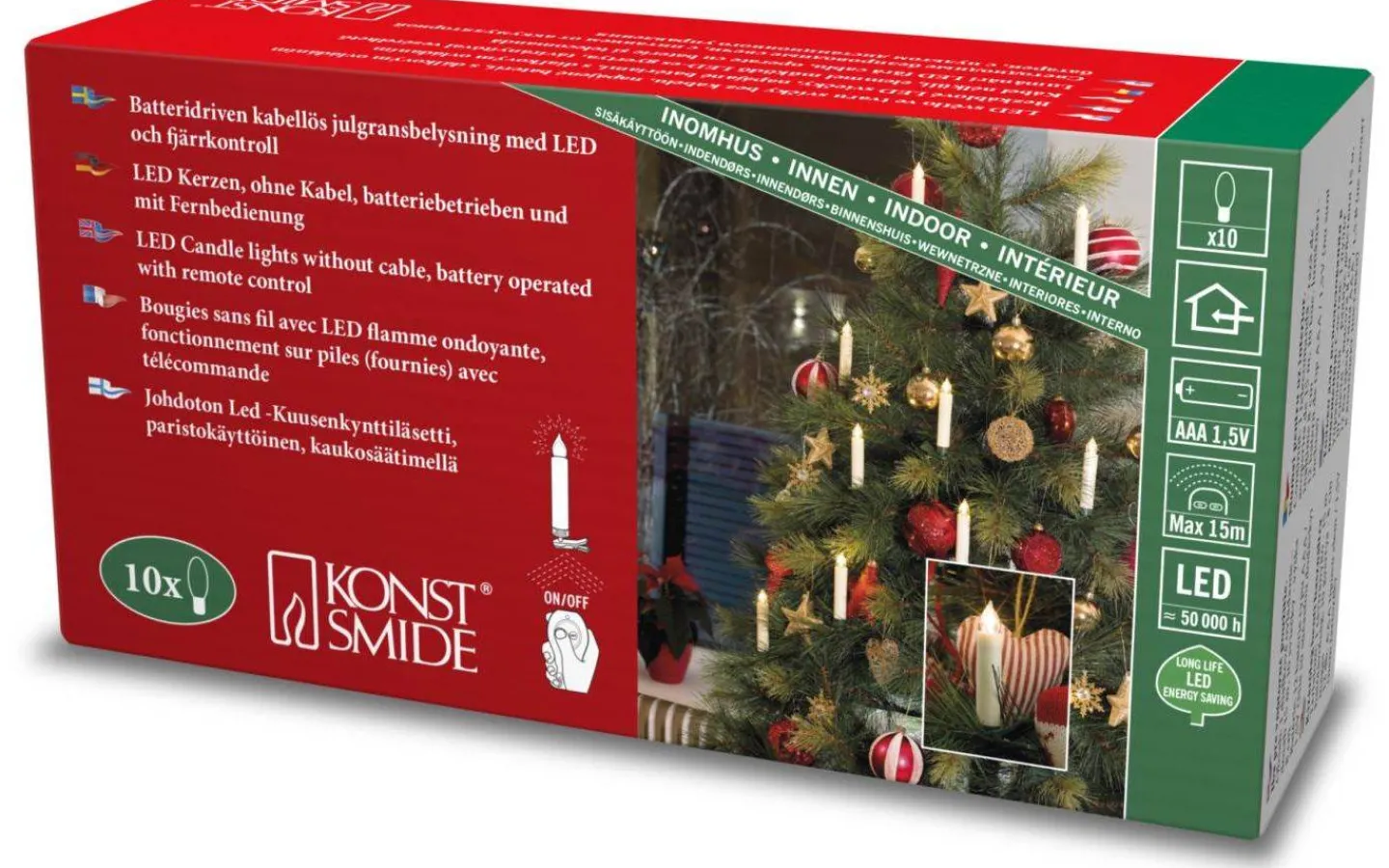 Konstsmide Dorma Batteridriven Julgransbelysning 8cm 10L LED m. Fjärr. Startset Inomhus* Klassisk Julgransbelysning