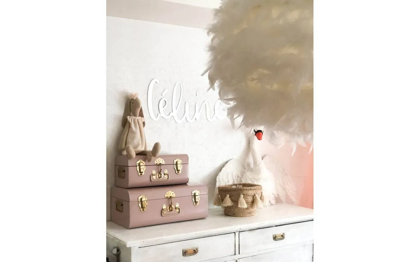 Aneta Dun Taklampa 40cm Vit* Sovrum