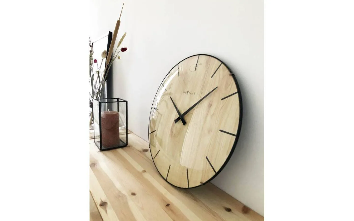 NeXtime Edge Wood Dome Väggklocka Ø35cm Ljusbrun* Väggklockor