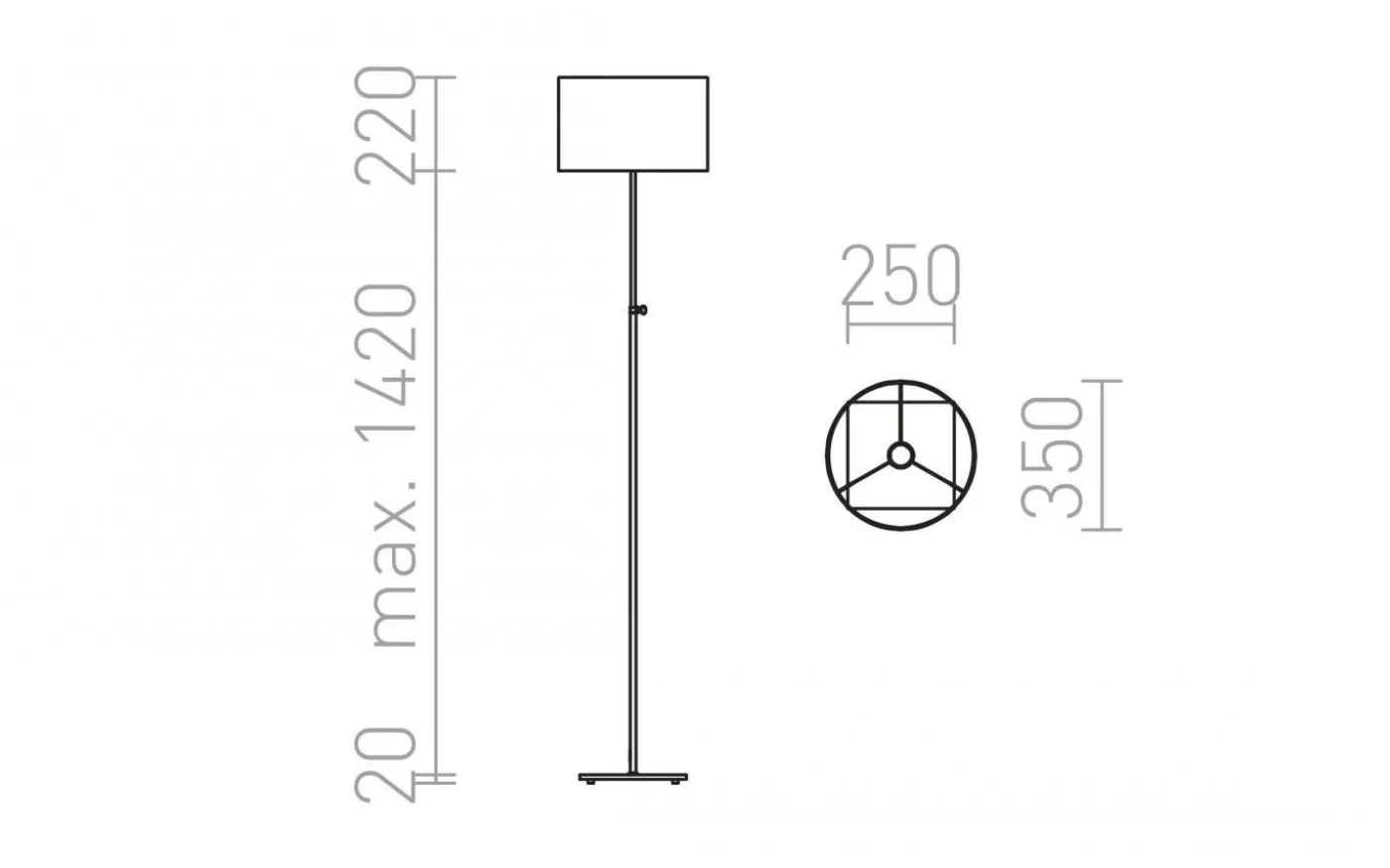 Edika Golvlampa 149cm Brun/Matt nickel E27