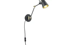 Läslampor<Trio Lighting Edward Vägglampa E14 matt svart/guld