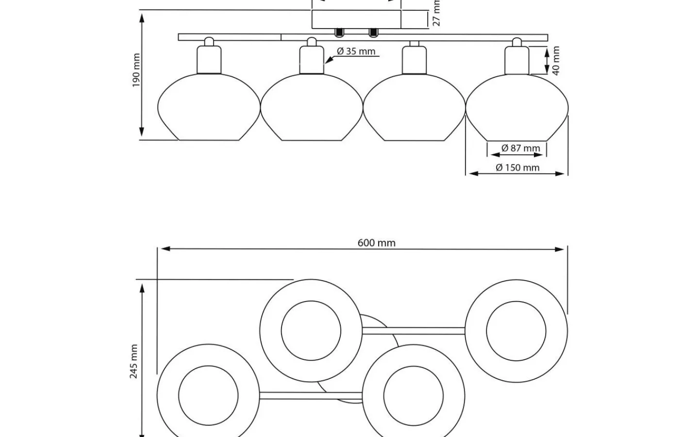 Aneta Elba Plafond 60cm Matt Mässing/Opalvit IP44* Badrumslampor Tak|Plafonder