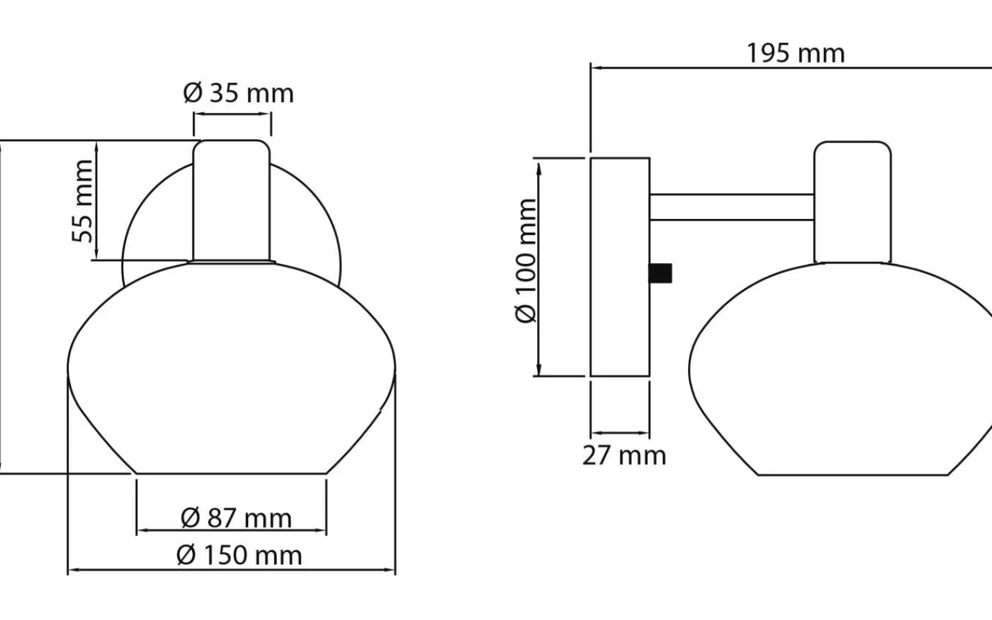 Aneta Elba Vägglampa Krom/Opalvit IP44* Badrumslampor Vägg