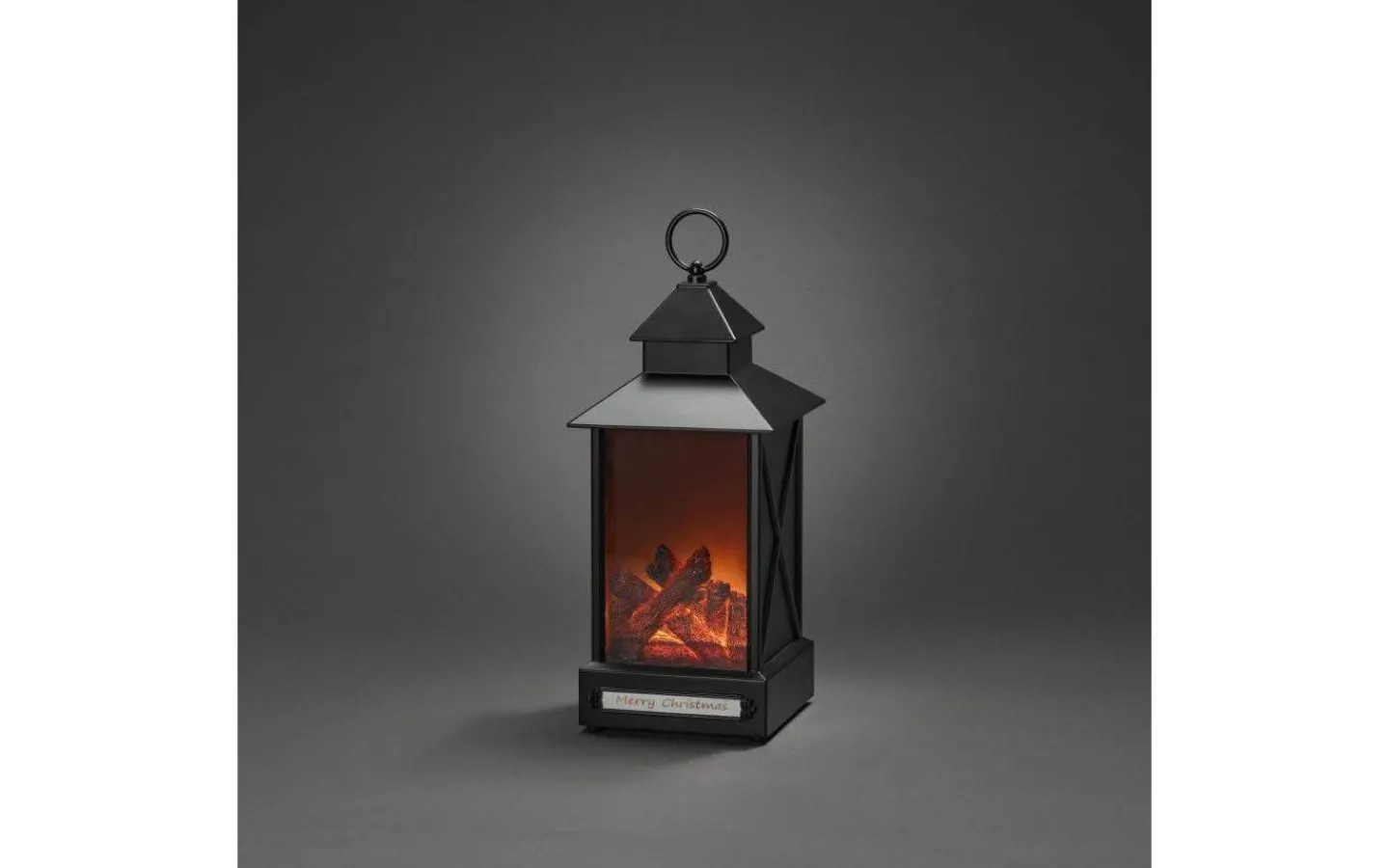 Konstsmide Eldstad Batteridriven Merry Christmas 32cm Svart IP44* Batteri Julpynt Utomhus