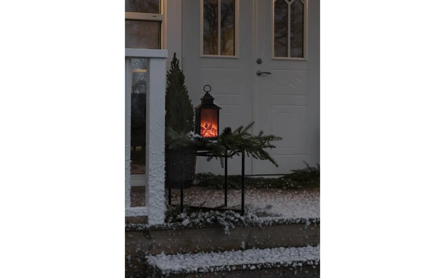 Konstsmide Eldstad Batteridriven Merry Christmas 32cm Svart IP44* Batteri Julpynt Utomhus