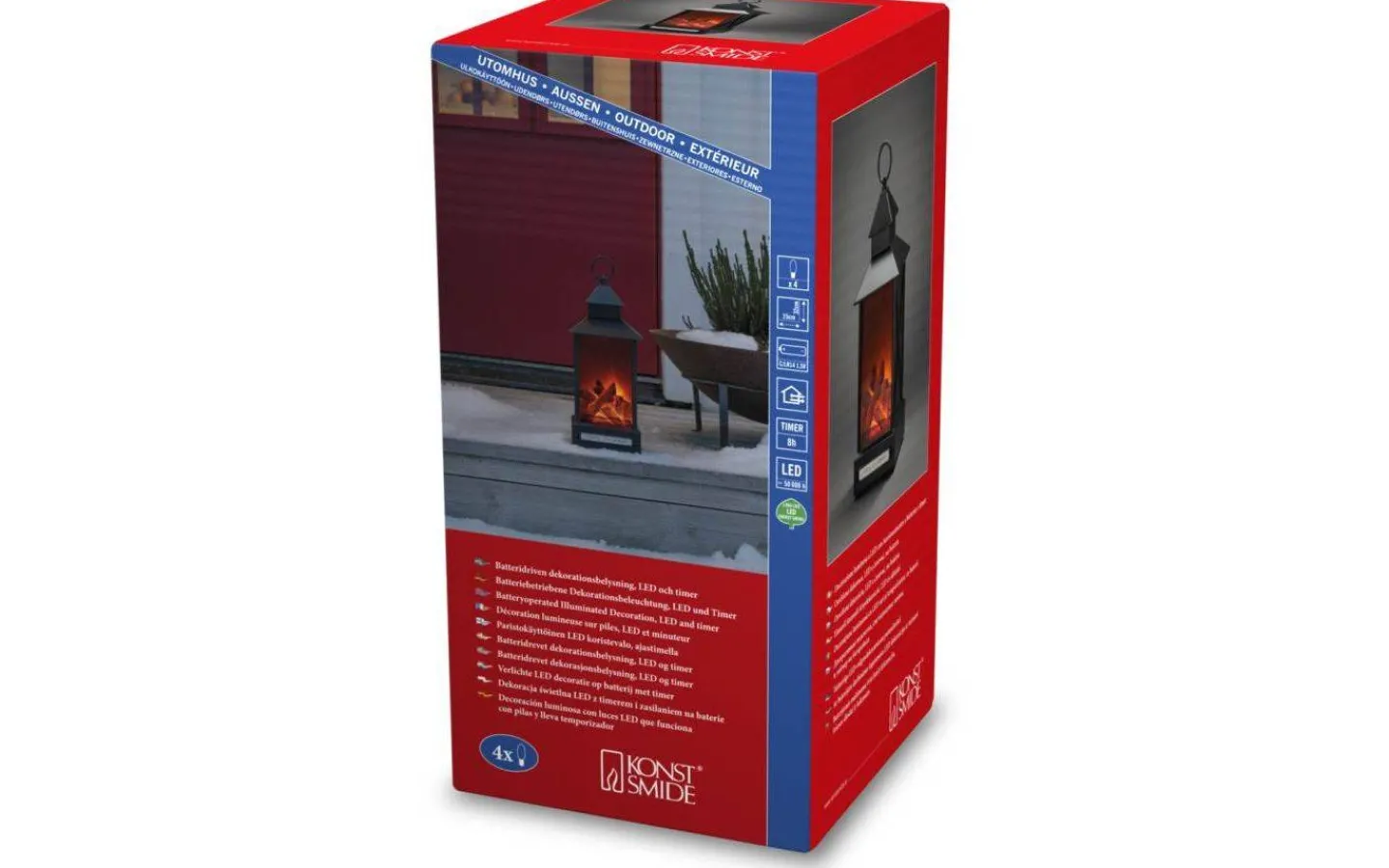 Konstsmide Eldstad Batteridriven Merry Christmas 32cm Svart IP44* Batteri Julpynt Utomhus