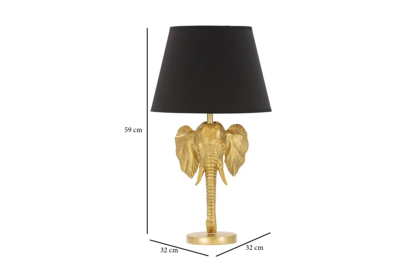 Mauro Ferretti Elephant Bordslampa Elefant 59cm Guld/Svart* Bordslampor