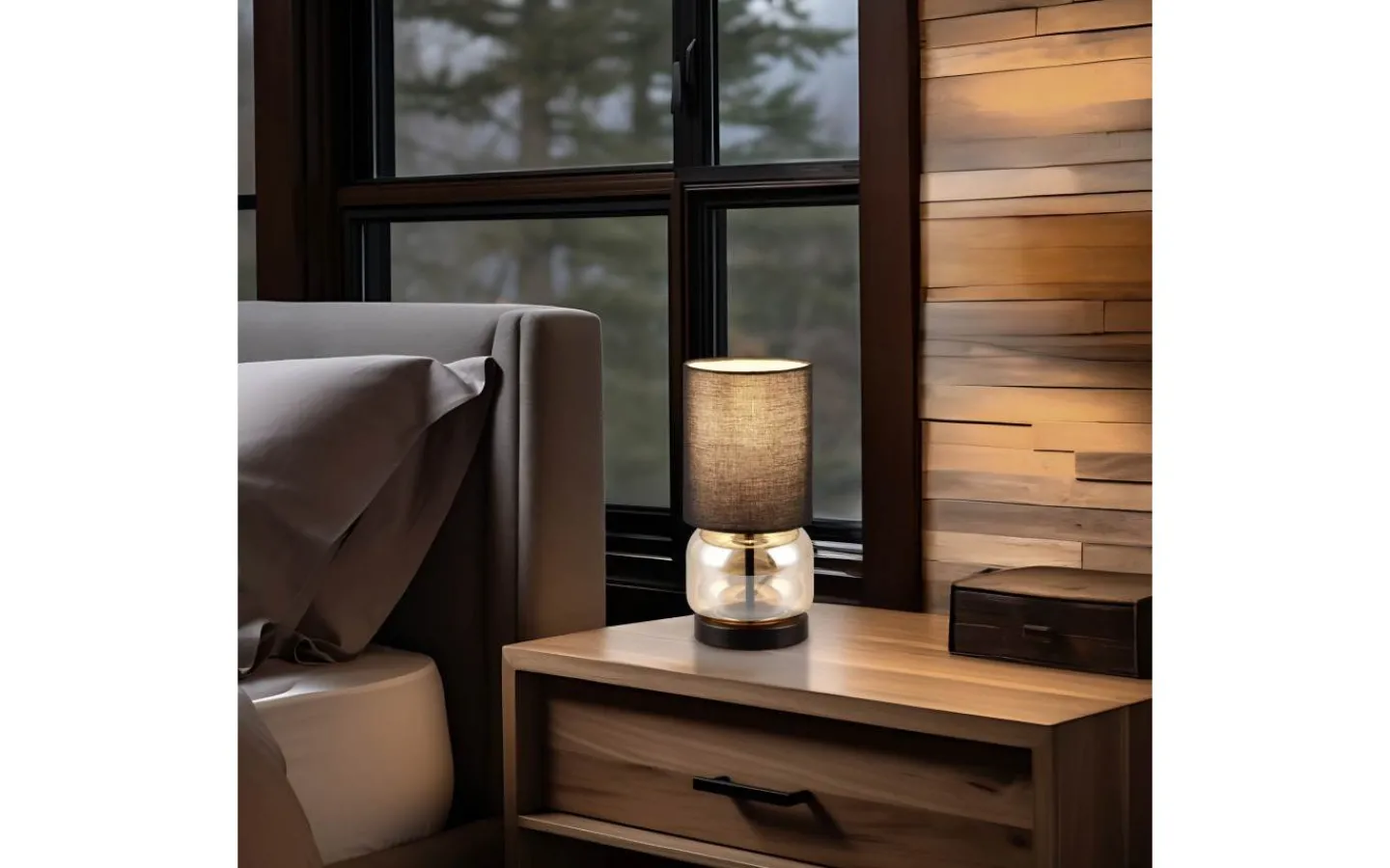 Bordslampor<Trio Lighting Elio Bordslampa E27 matt svart/bärnstensfärgad