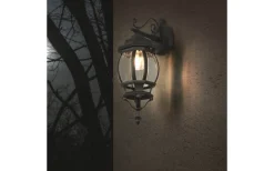 Trio Lighting Elvo Vägglampa E27 mattsvart lykta nedåtriktad IP44* Vägglyktor