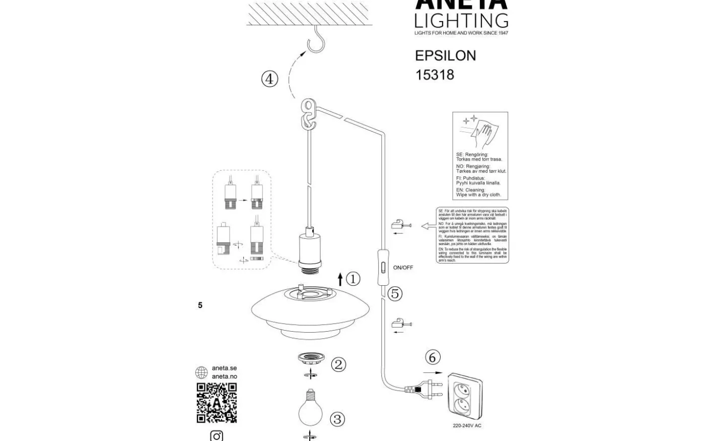 Epsilon Fönsterlampa 20cm Svart