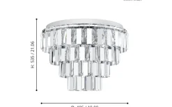 Kristallkronor<Eglo Erseka Kristallplafond 49cm Krom