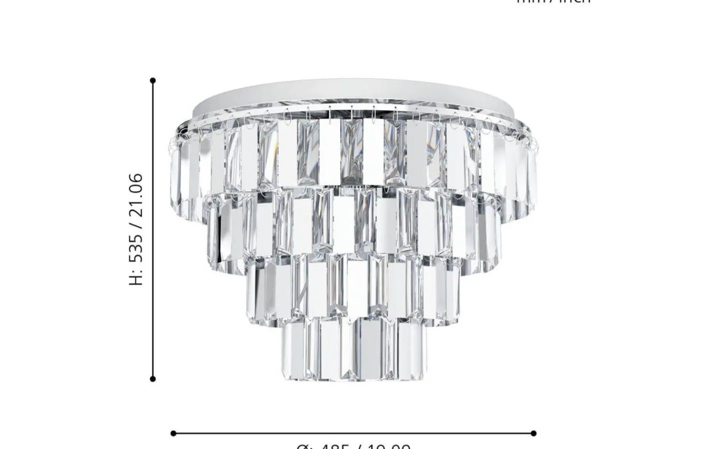 Kristallkronor<Eglo Erseka Kristallplafond 49cm Krom