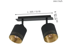 Avlånga Takspotlights|Takspot Med 2 Lampor<Eglo Esteperra Takspotlight 34cm Svart/Guld