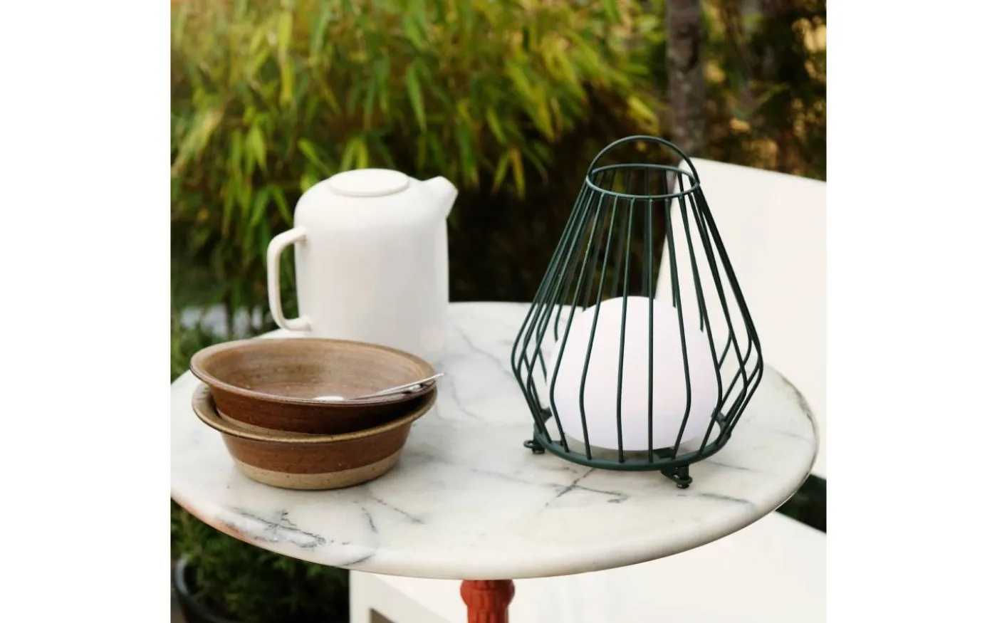 Evesham Laddbar/Solcells Lykta 23cm LED 2700K Grön IP44