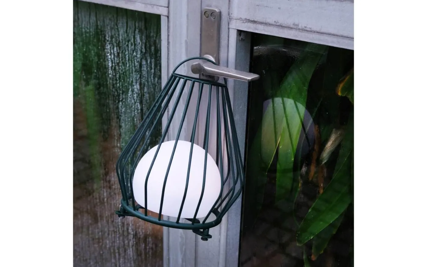 Evesham Laddbar/Solcells Lykta 23cm LED 2700K Grön IP44