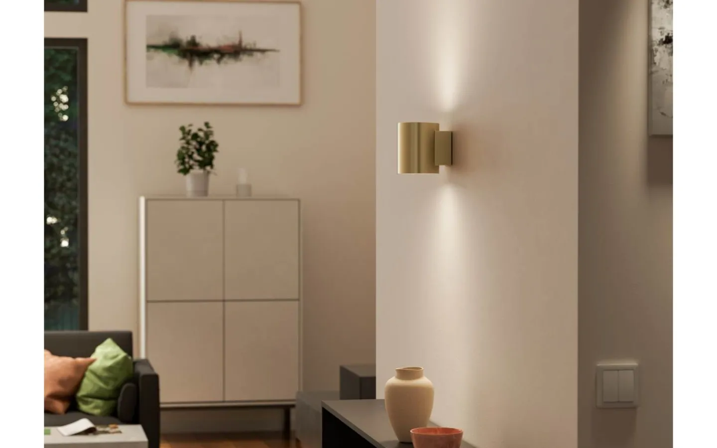 Badrum|Badrumslampor Vägg<Herstal Evoke S Vägglampa Mässing IP44