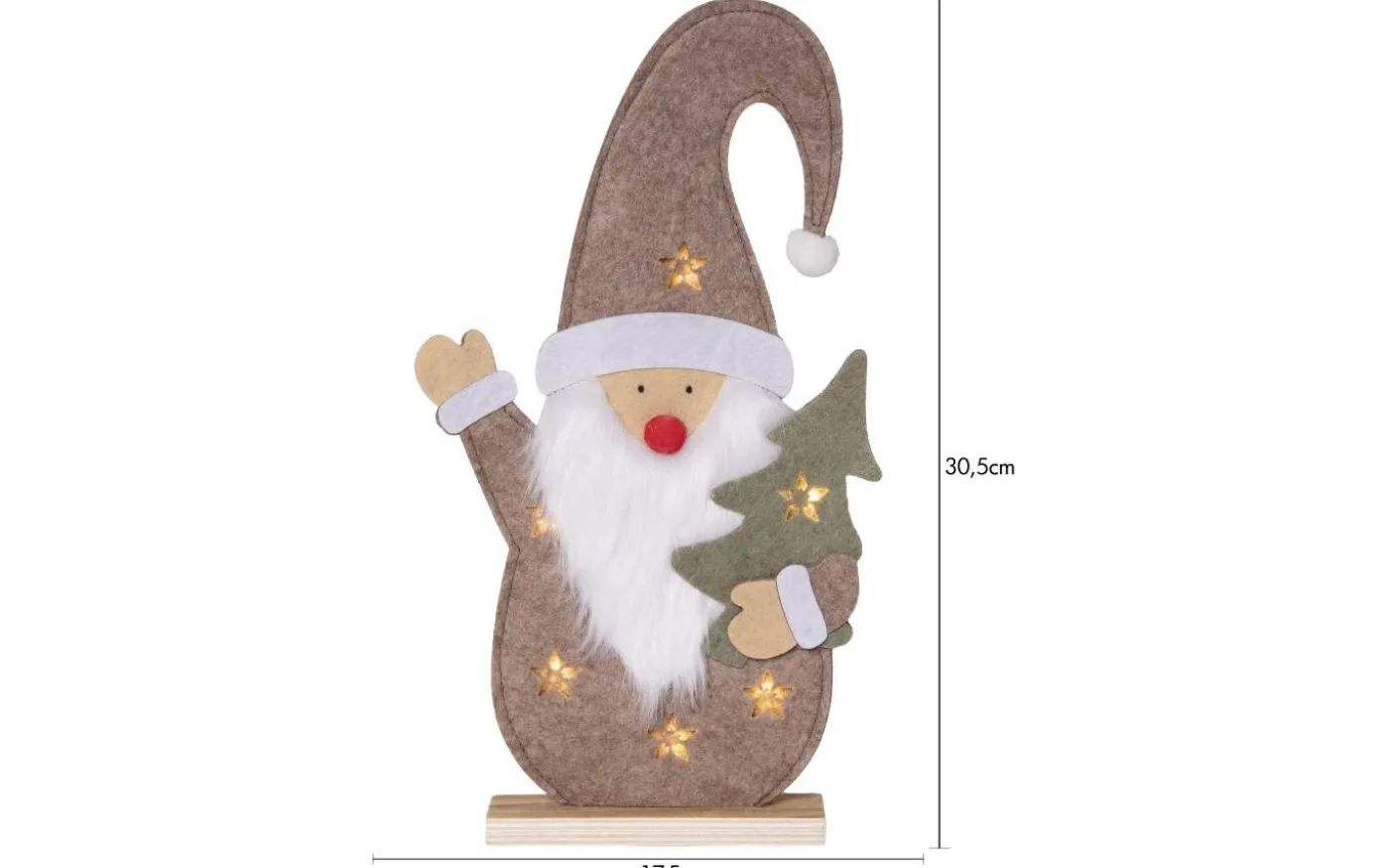 Fabbe Batteridriven Bordsdekoration Tomte 30cm