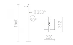 Rendl Fado Golvlampa 156cm Svart LED 2x3W 3000K* Golvläslampor