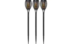 Flame Solcellsfackla 40cm Svart 3-Pack