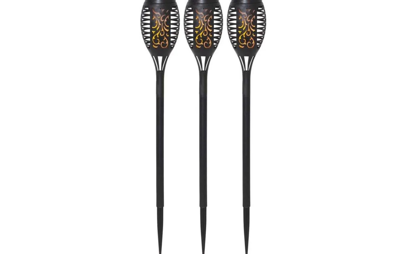 Flame Solcellsfackla 40cm Svart 3-Pack