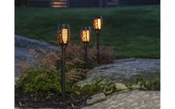 Flame Solcellsfackla 40cm Svart 3-Pack