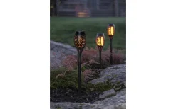 Flame Solcellsfackla 40cm Svart 3-Pack