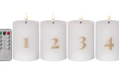 Batteri Julpynt Inomhus|Flamme Batteriljus (Hela Serien)<Star Trading Flamme Advent LED Blockljus 4-pack Vit