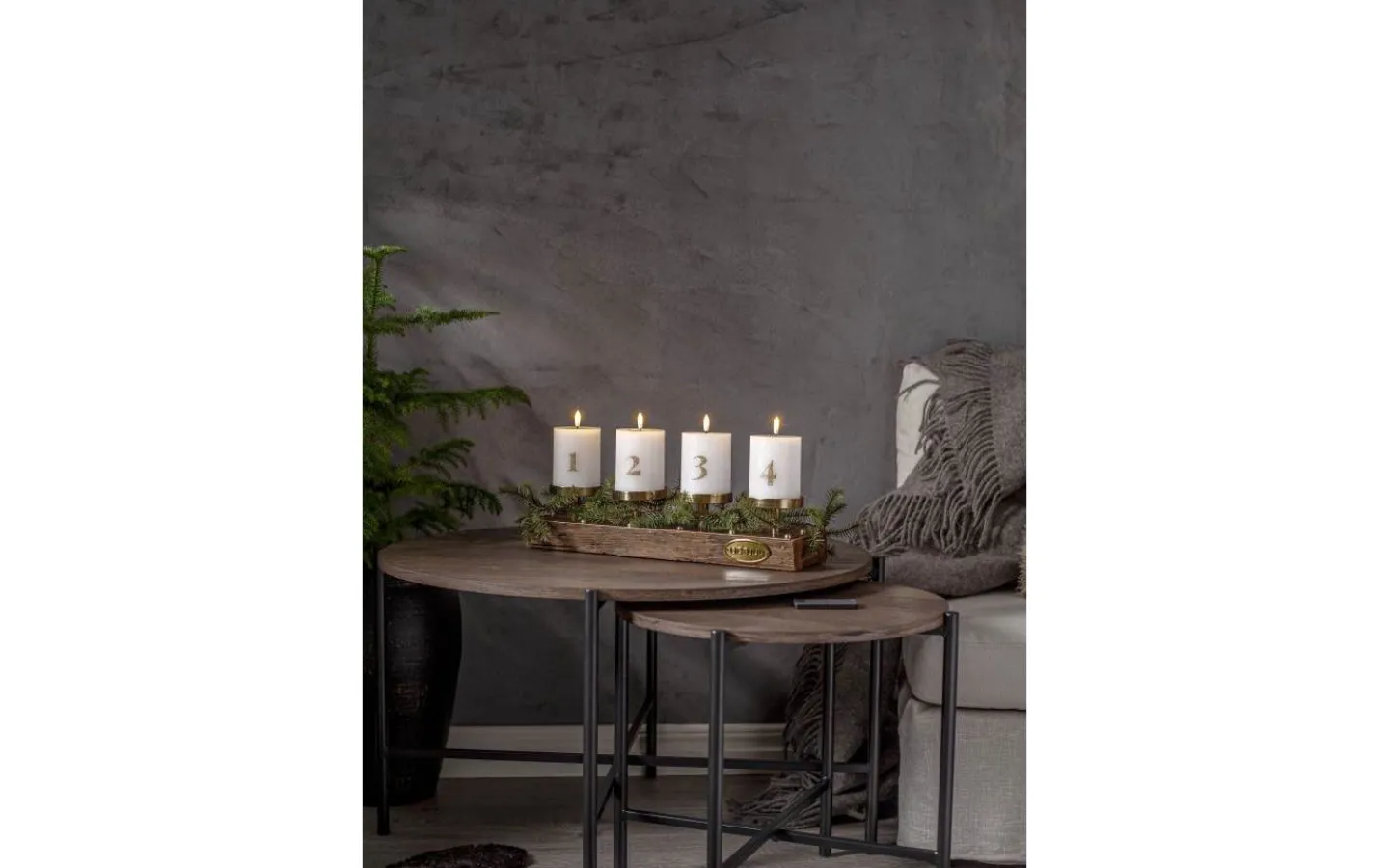 Batteri Julpynt Inomhus|Flamme Batteriljus (Hela Serien)<Star Trading Flamme Advent LED Blockljus 4-pack Vit