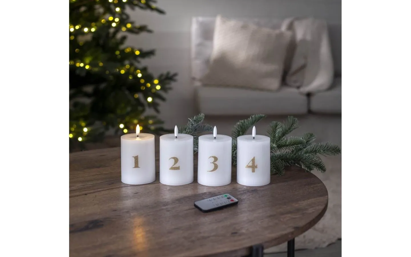 Batteri Julpynt Inomhus|Flamme Batteriljus (Hela Serien)<Star Trading Flamme Advent LED Blockljus 4-pack Vit