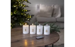 Batteri Julpynt Inomhus|Flamme Batteriljus (Hela Serien)<Star Trading Flamme Advent LED Blockljus 4-pack Vit
