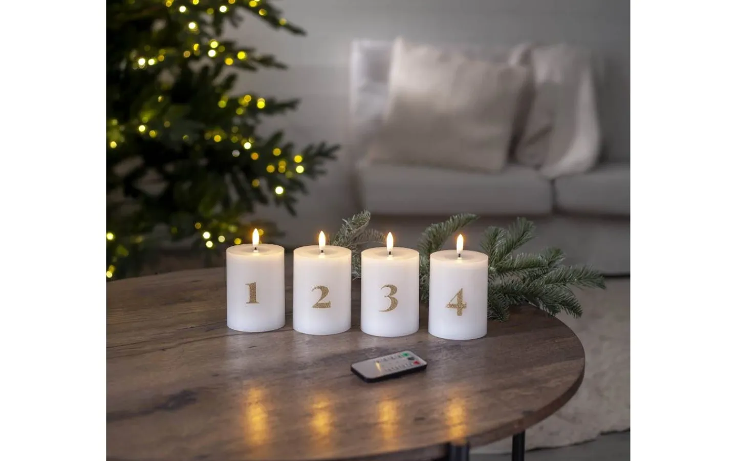 Batteri Julpynt Inomhus|Flamme Batteriljus (Hela Serien)<Star Trading Flamme Advent LED Blockljus 4-pack Vit