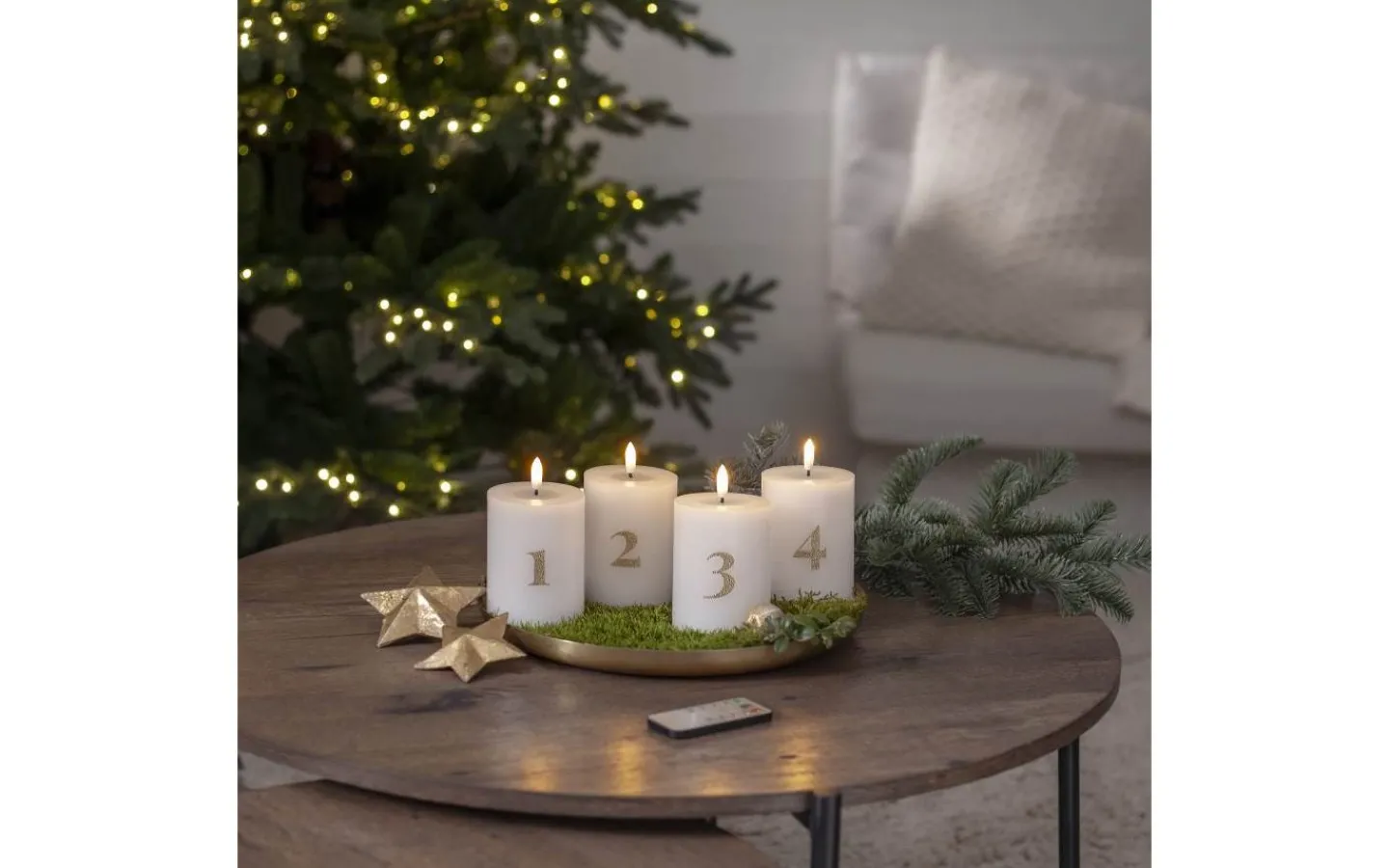 Batteri Julpynt Inomhus|Flamme Batteriljus (Hela Serien)<Star Trading Flamme Advent LED Blockljus 4-pack Vit
