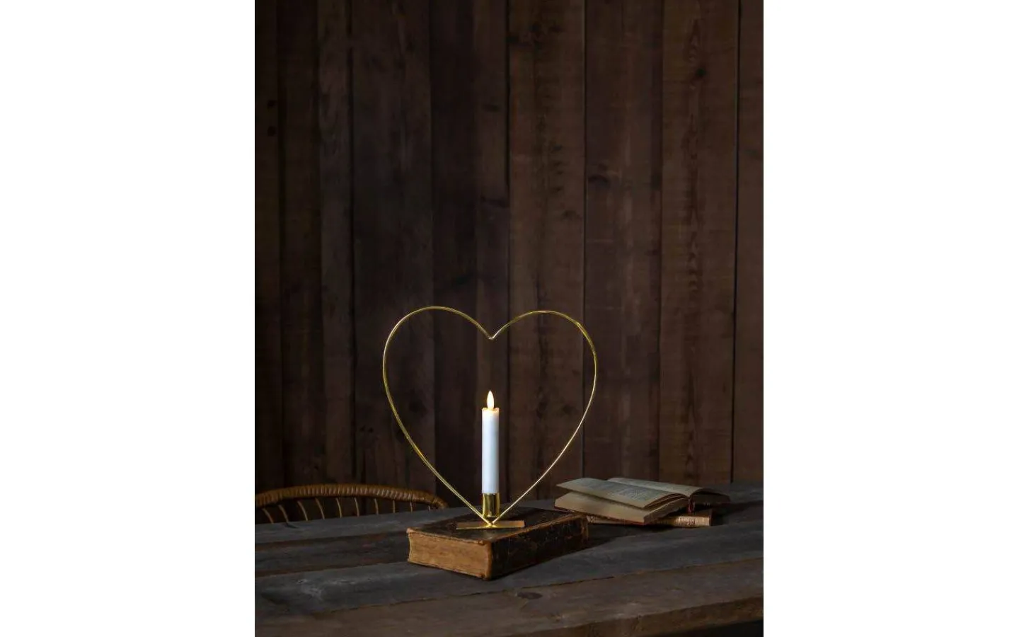Star Trading Flamme Batteridriven Bordsdekoration Hjärta 28cm Mässing* Inomhusdekorationer Batteri|Flamme Batteriljus (Hela Serien)