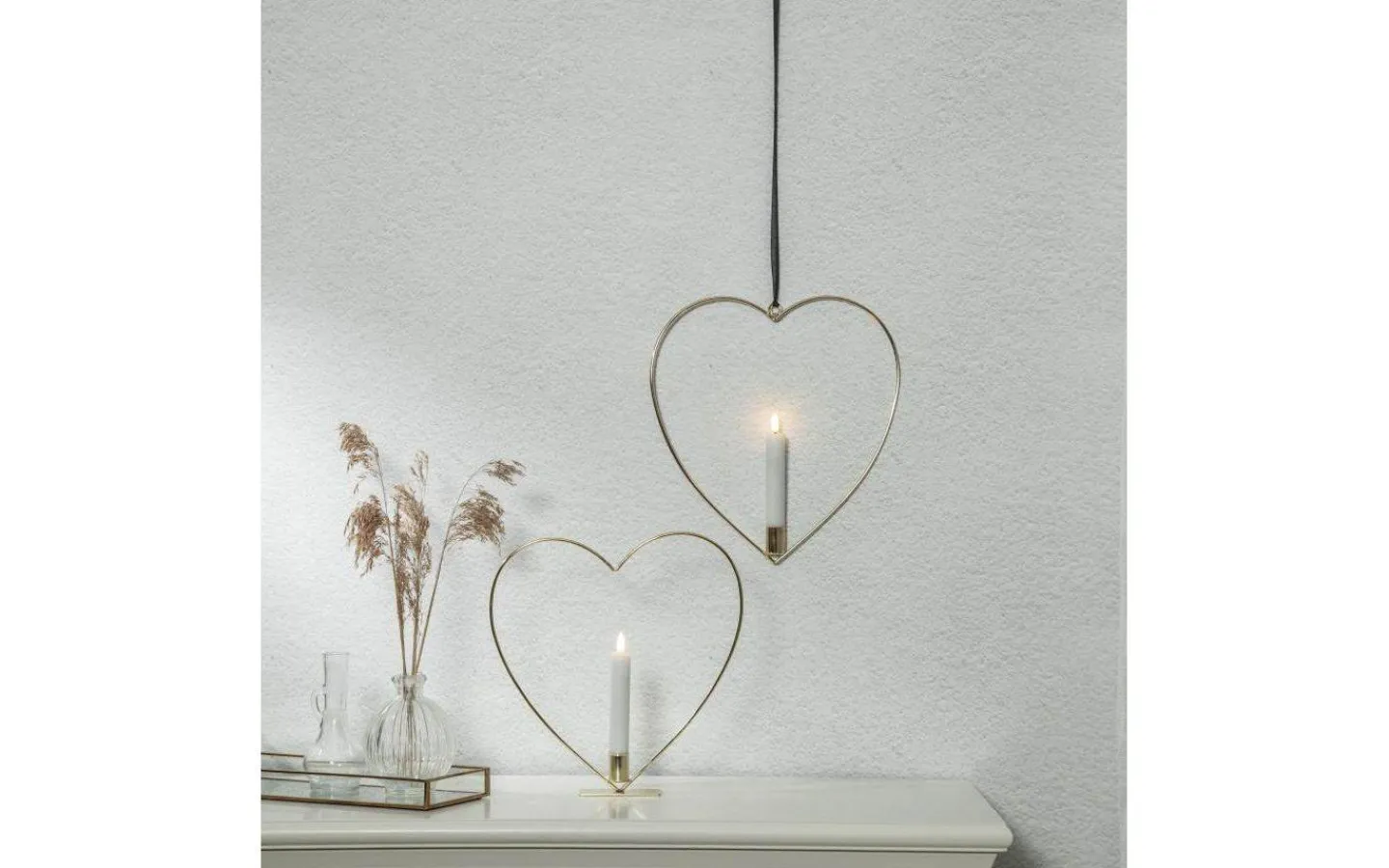 Star Trading Flamme Batteridriven Bordsdekoration Hjärta 28cm Mässing* Inomhusdekorationer Batteri|Flamme Batteriljus (Hela Serien)