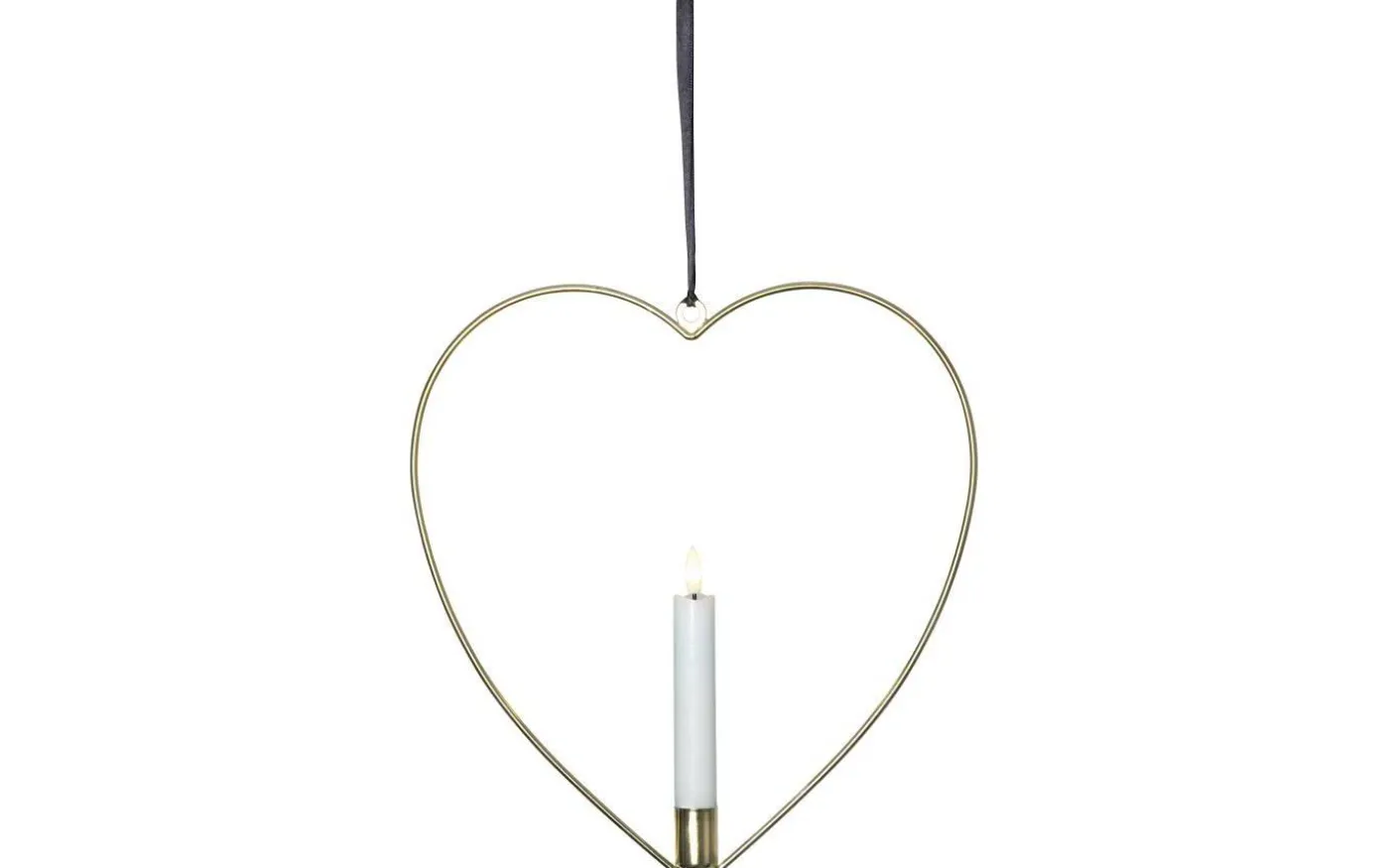 Flamme Batteridriven Hängande Dekoration Hjärta 28cm Mässing