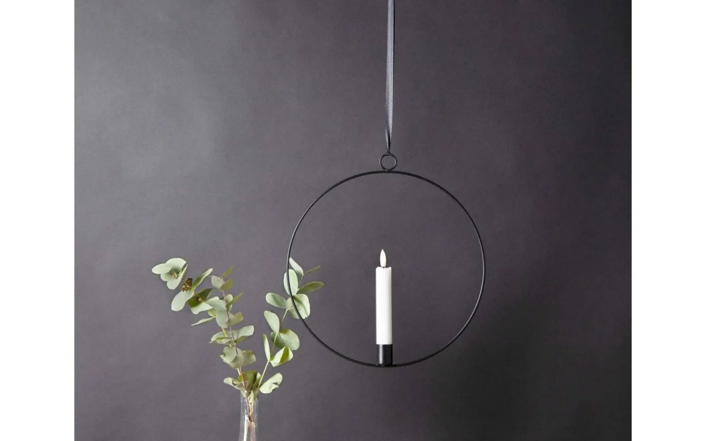 Inomhusdekorationer Batteri|Flamme Batteriljus (Hela Serien)<Star Trading Flamme Batteridriven Hängande Dekoration Ring 28cm Svart