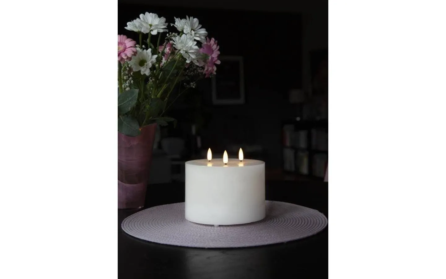 Star Trading Flamme Batteridrivet Blockljus m. 3-lågor 13cm Vit* Flamme Batteriljus (Hela Serien)|Flamme Batteriljus (Hela Serien)