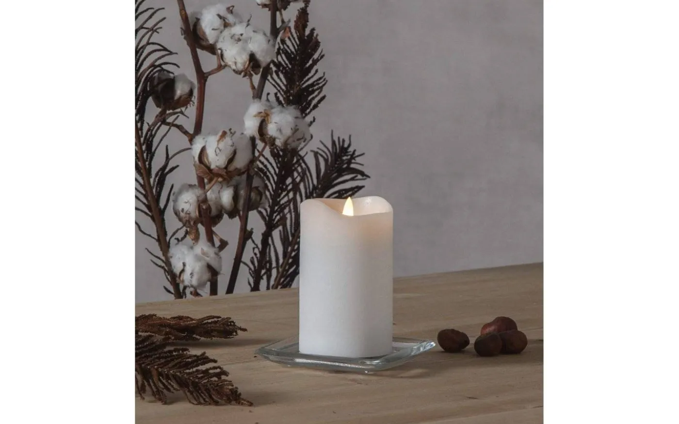 Flamme Batteridrivet Blockljus 15cm Vit