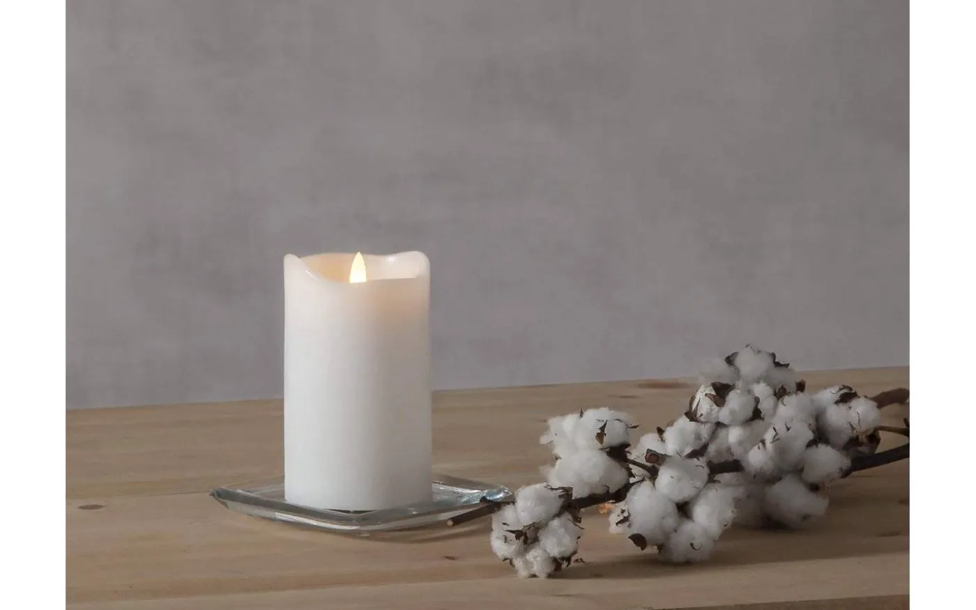 Flamme Batteridrivet Blockljus 15cm Vit