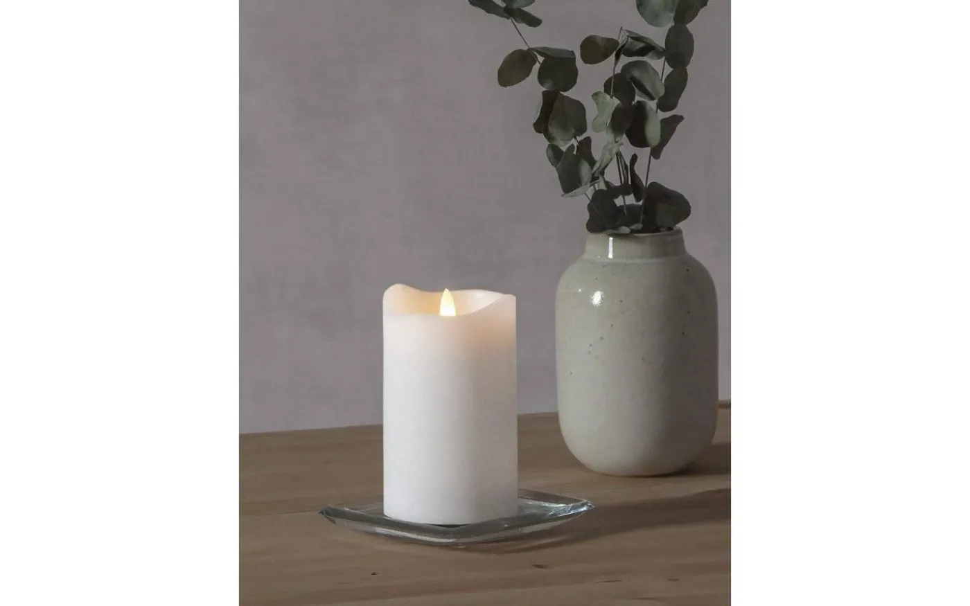 Flamme Batteridrivet Blockljus 15cm Vit