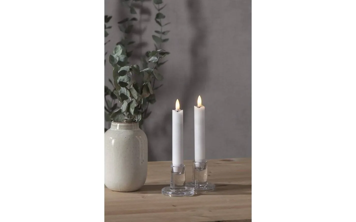 Flamme Batteridrivna Antikljus Mini 15cm 2-Pack Vit