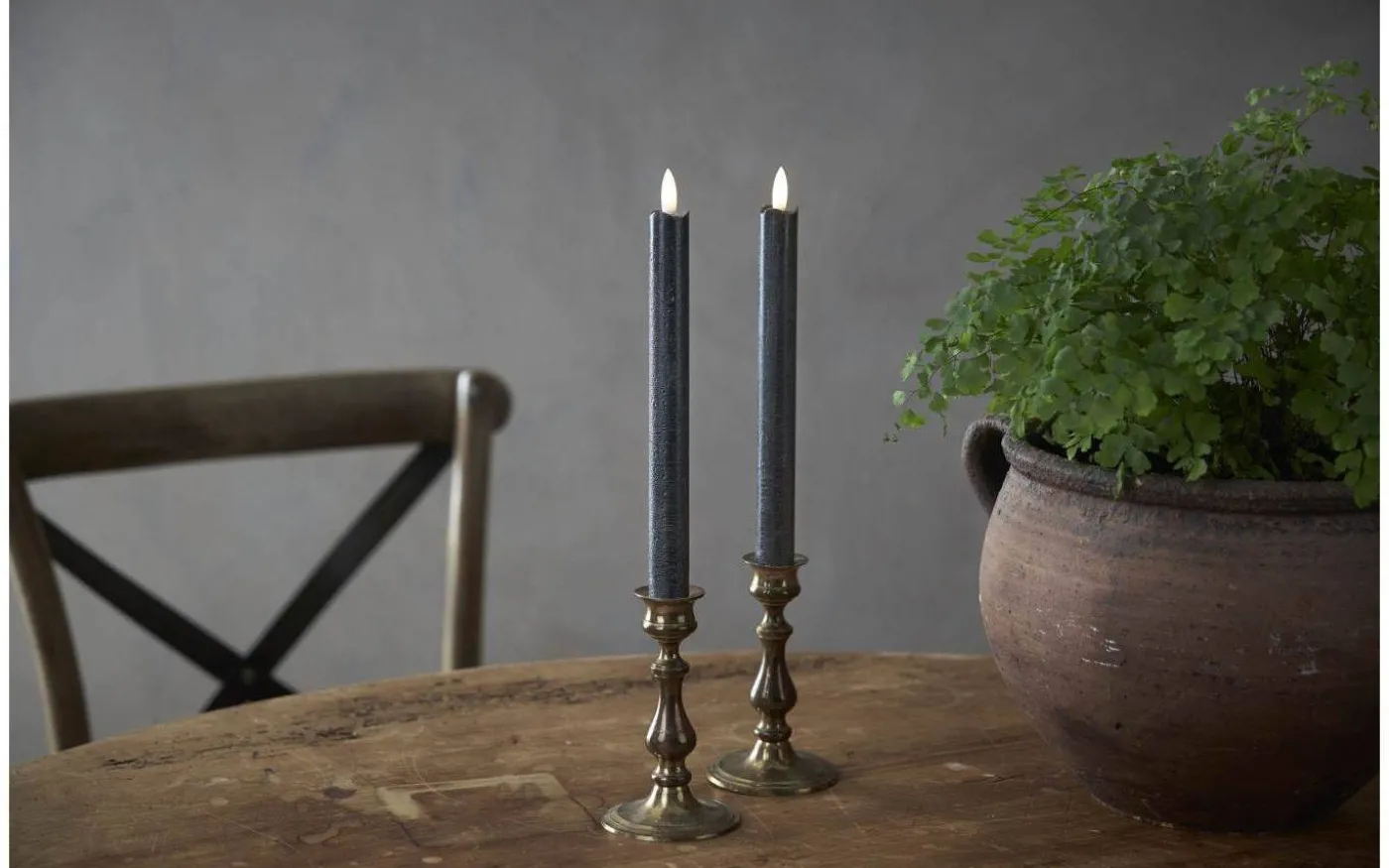 Flamme Batteridrivna Antikljus 25cm 2-Pack Svart