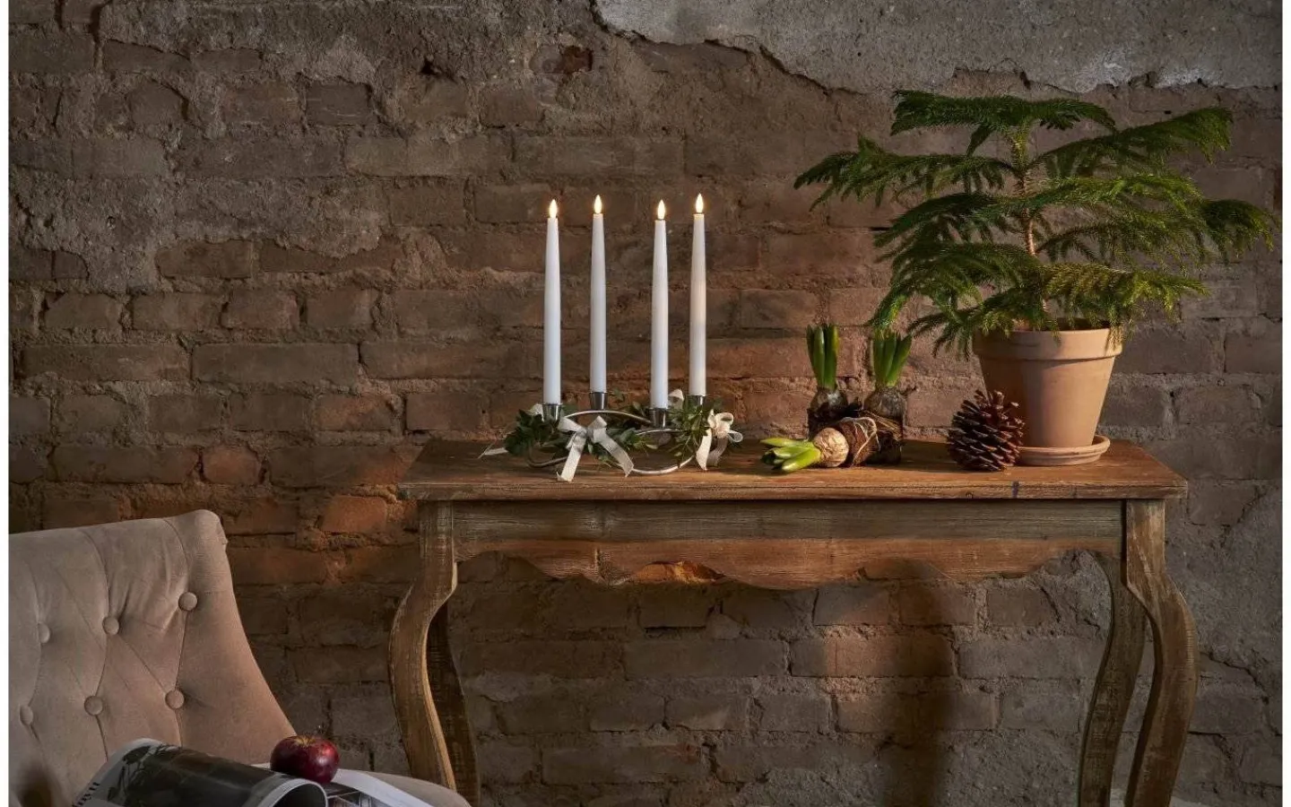 Flamme Batteriljus (Hela Serien)|Flamme Batteriljus (Hela Serien)<Star Trading Flamme Batteridrivna Antikljus 29cm 4-Pack med Fjärr. Vit