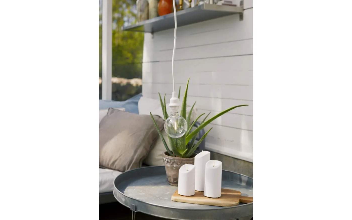 Flamme Blockljus 13cm Utomhusbruk Vit