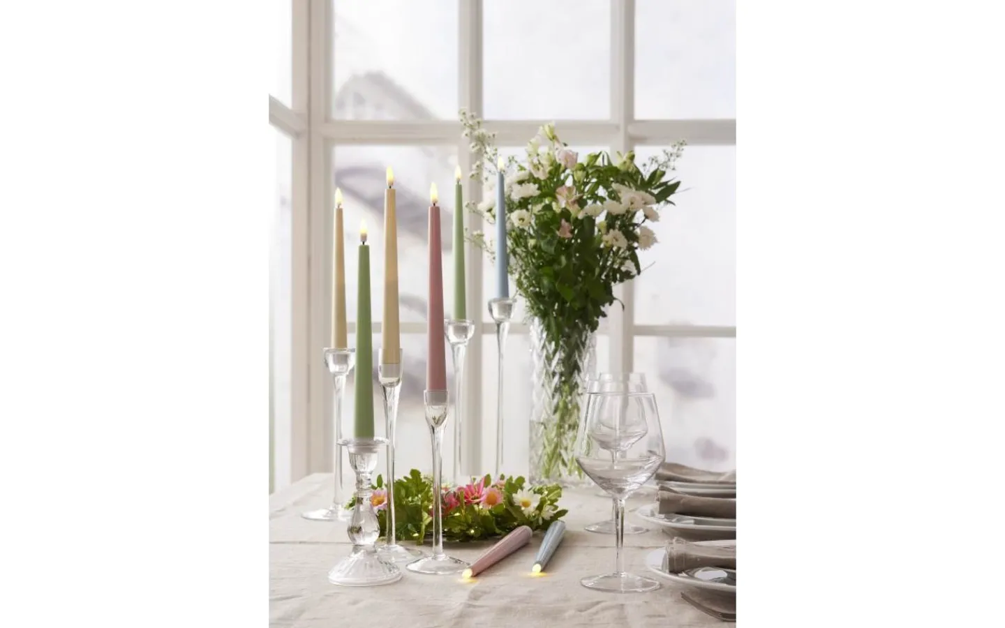 Star Trading Flamme Candy Batteridrivna Antikljus 26cm 2-Pack Ljusgrön* Flamme Batteriljus (Hela Serien)|Flamme Batteriljus (Hela Serien)