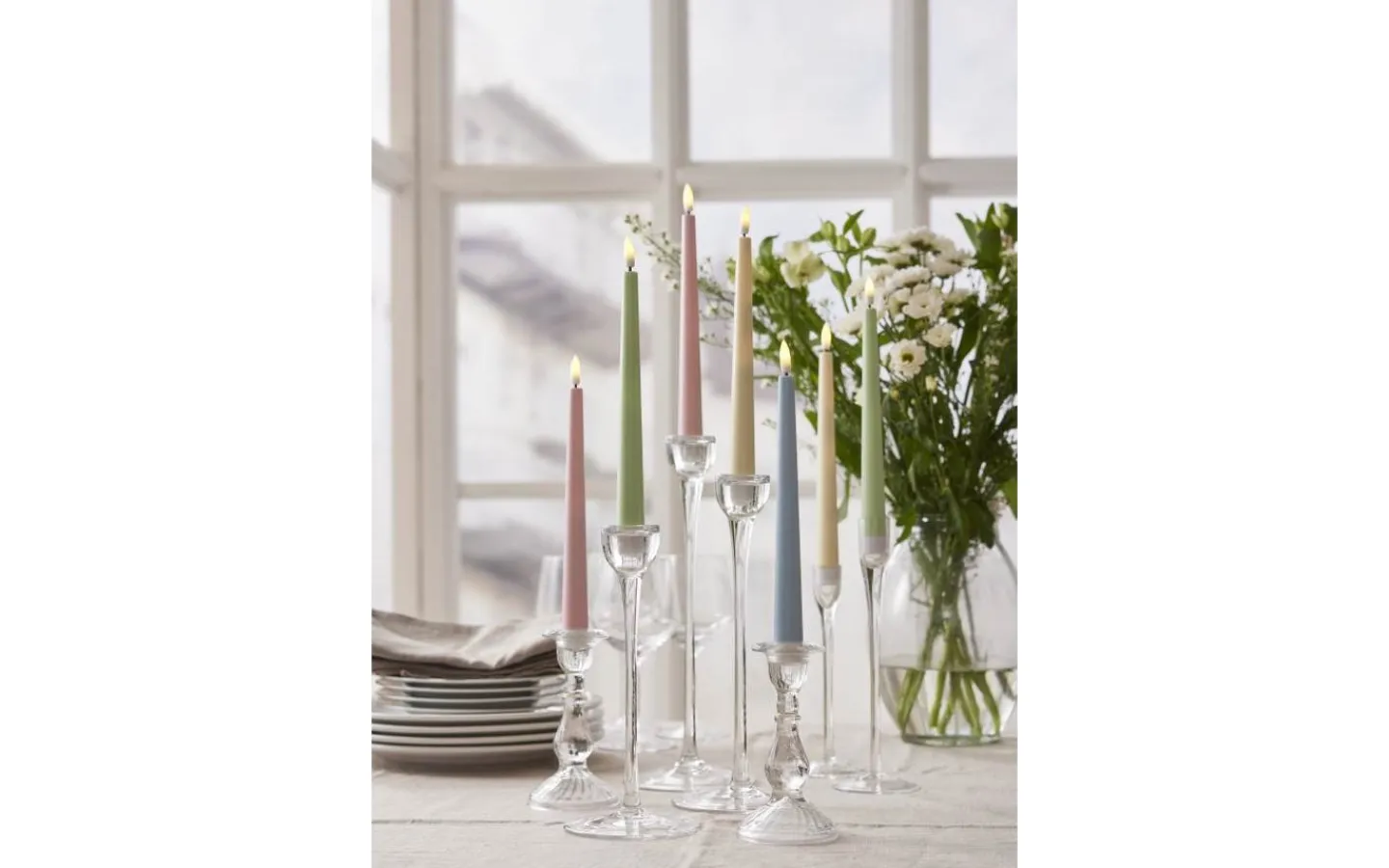 Star Trading Flamme Candy Batteridrivna Antikljus 26cm 2-Pack Ljusgrön* Flamme Batteriljus (Hela Serien)|Flamme Batteriljus (Hela Serien)