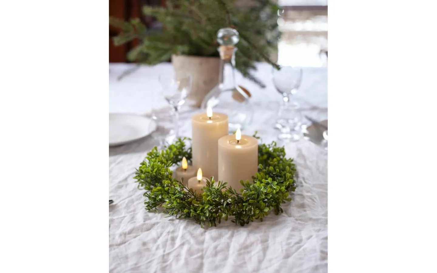 Flamme Batteriljus (Hela Serien)|Flamme Batteriljus (Hela Serien)<Star Trading Flamme Flow Batteridrivet Blockljus 15cm Beige