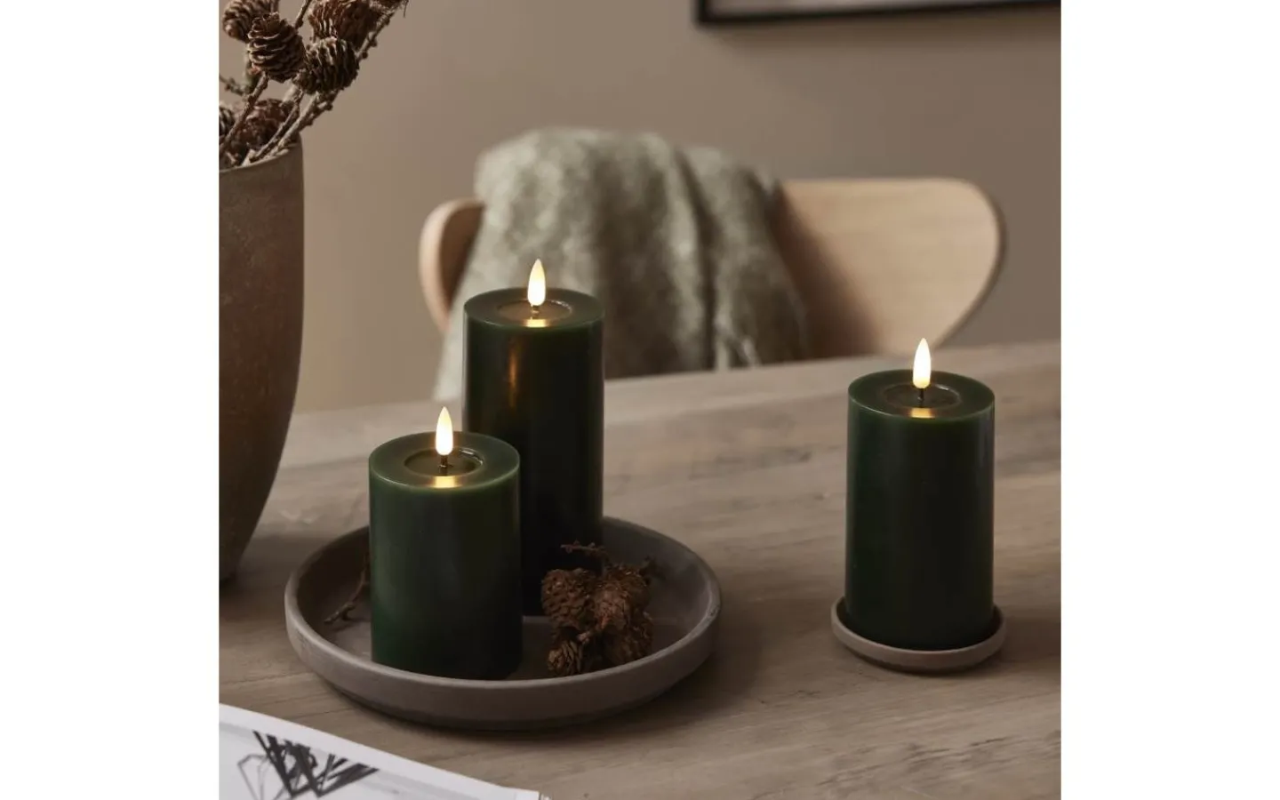 Flamme Batteriljus (Hela Serien)|Flamme Batteriljus (Hela Serien)<Star Trading Flamme Flow Batteridrivet Blockljus 15cm Grön