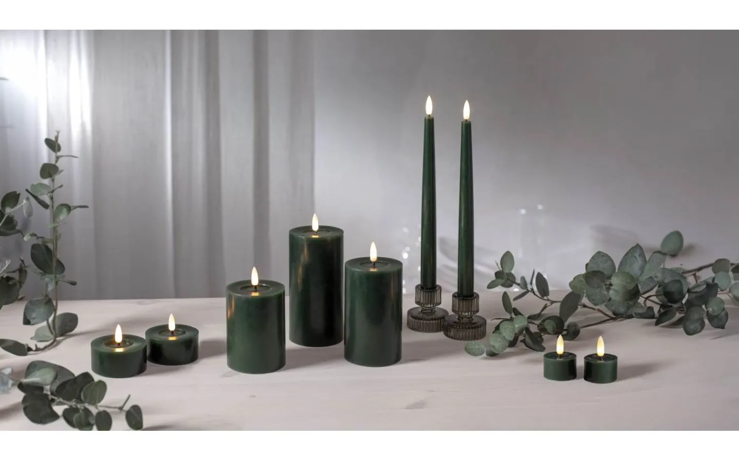 Flamme Batteriljus (Hela Serien)|Flamme Batteriljus (Hela Serien)<Star Trading Flamme Flow Batteridrivet Blockljus 15cm Grön